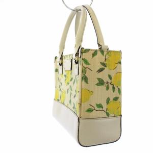 kate spade new york ハンドバッグ トートバッグ 花柄 レザー アイボリー 黄 イエロー
