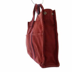 HERMES フールトゥMM トートバッグ ハンドバッグ キャンバス 赤 レッド