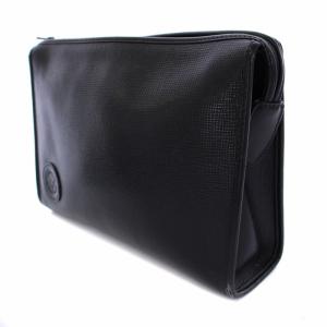 HUNTING WORLD セカンドバッグ クラッチバッグ ロゴ レザー 黒 ブラック