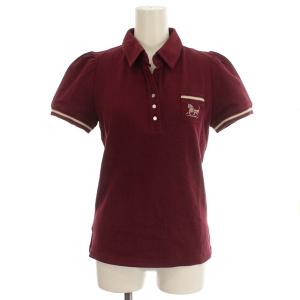 ポロシャツ 半袖 パフスリーブ 鹿の子 M ボルドー ワイン