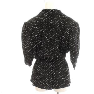 GIVENCHY シャツ 半袖 パフスリーブ シルク ブラウス ドット 水玉 F 黒 ブラック