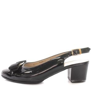Salvatore Ferragamo パンプス ヴァラ エナメル ストラップ 6 23.5cm 黒 ブラック