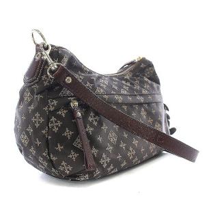 russet ショルダーバッグ モノグラム チャーム付き ナイロン レザー 茶 ブラウン