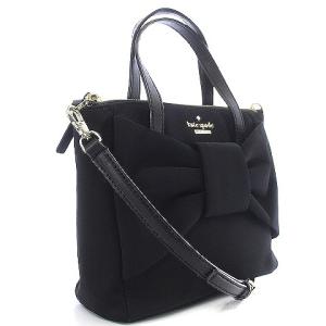 kate spade new york ハンドバッグ ショルダーバッグ 2WAY リボン ロゴ レザー ポリエステル 黒 ブラック