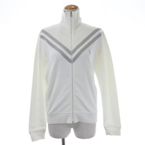 トラックジャケット ジャンパー ジップアップ 袖ライン ラメ ワンポイント L 白 ホワイト グレー EC