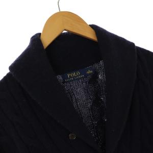 POLO RALPH LAUREN カーディガン ケーブルニット ショールカラー 長袖 ウール S 紺 ネイビー EC