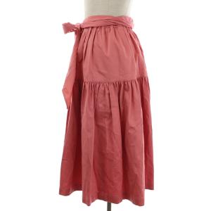 YVES SAINT LAURENT ヴィンテージ ティアードスカート ミモレ ロング ギャザーフレア リボン M ピンク EC