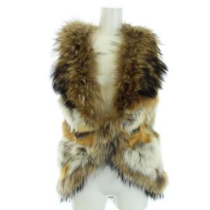 ベスト ジレ フォックスファー ラクーンファー 36 S ベージュ グレー