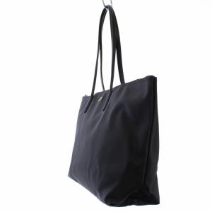 LACOSTE トートバッグ ハンドバッグ ロゴ フェイクレザー 黒 ブラック