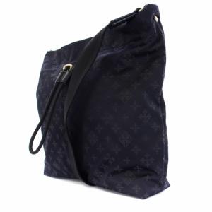 russet ショルダーバッグ 総柄 ナイロン レザー 紺 ネイビー