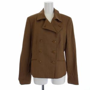 Aquascutum セットアップ 上下 テーラードジャケット 総裏地 ダブル フレアスカート ロング ウール 13 XL 茶 ブラウン