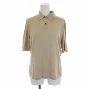 ニット ポロシャツ 半袖 カシミヤ シルク L ベージュ