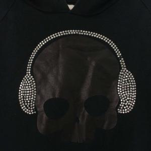 HYDROGEN SPORTS WEAR パーカー プルオーバー スタッズ プリント ライン S 紺 ネイビー