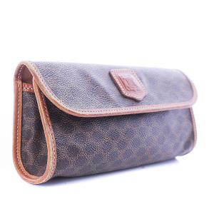 CELINE ヴィンテージ ポーチ 小物入れ マカダム PVCレザー 茶 ブラウン