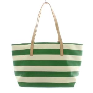 kate spade new york ハンドバッグ トートバッグ ショルダーバッグ ボーダー レザー 牛革 緑 グリーン 白 ホワイト
