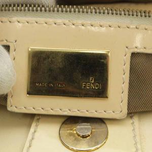 FENDI トートバッグ ハンドバッグ エナメル キャンバス アイボリー ベージュ  8BH121