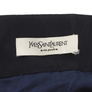 YVES SAINT LAURENT rive gauche スカート ベロア タイトスカート ひざ丈 リボン 36 S ネイビー 紺