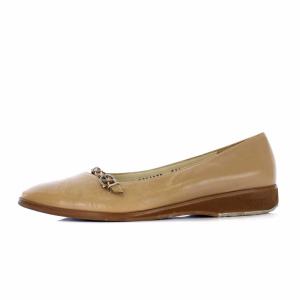 Salvatore Ferragamo ガンチーニ ローヒールパンプス レザー 編み込み 8D 25.5cm ベージュ