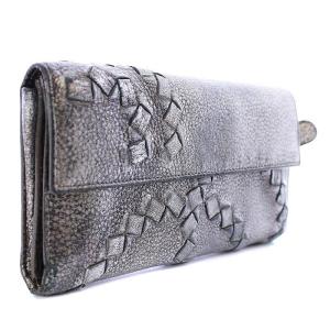 BOTTEGA VENETA 長財布 二つ折り 小銭入れ イントレチャート レザー グレー