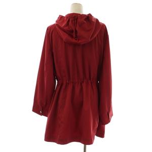 Leilian マウンテンパーカー ジャケット ロング ジップアップ フード ドロスト ナイロン 15 XXL 赤 レッド EC