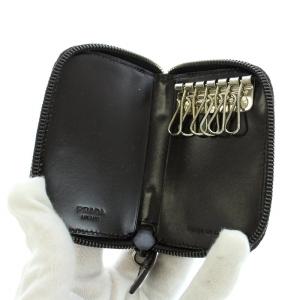 PRADA キーケース キーポーチ 6連 三角プレート キャンバス ベージュ