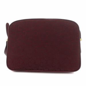 CELINE DIFFUSION ヴィンテージ Cマカダム ショルダーバッグ 馬車金具 キャンバス ボルドー
