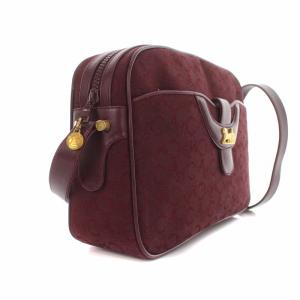 CELINE DIFFUSION ヴィンテージ Cマカダム ショルダーバッグ 馬車金具 キャンバス ボルドー