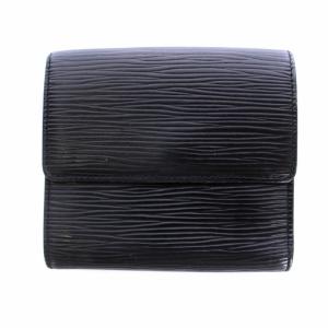 LOUIS VUITTON エピ Wホック財布 三つ折り ミニ ポルトモネ ビエ カルトクレディ レザー 黒 ブラック  M63482