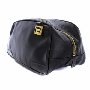 VERSACE セカンドバッグ クラッチバッグ ロゴ レザー 黒 ブラック