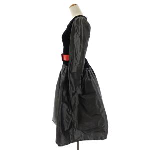 GIVENCHY NOUVELLE BOUTIQUE ヴィンテージ ボリュームワンピース ロング 長袖 ベルト 切替 ベロア 絹 シルク 10