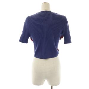 CELINE ヴィンテージ カットソー 前結び 五分袖 ペイズリー柄 絹 シルク 40 L 青 ブルー 赤 レッド マルチカラー EC