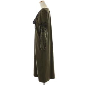 Diagram GRACE CONTINENTAL カフタン刺繍ワンピース ミモレ ロング スキッパー 長袖 パフスリーブ 花柄 36 S カーキ 黒 ブラック 17431081