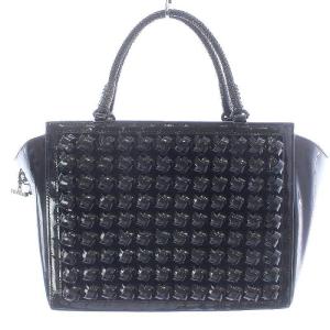 ANTEPRIMA ハンドバッグ トートバッグ 編み エナメル 黒 ブラック