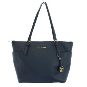 トートバッグ ショルダーバッグ レザー チャーム付 紺 ネイビー