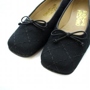 Salvatore Ferragamo パンプス フラットシューズ 6.5 B 24cm 黒 ブラック