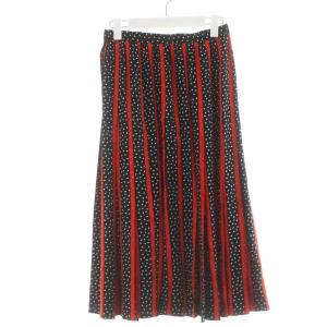 GIVENCHY プリーツスカート ロング ミモレ ドット ストライプ 黒 ブラック