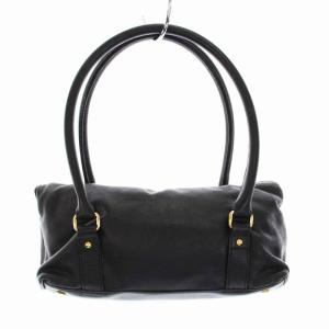 A.D.M.J. ハンドバッグ レザー フラップ 黒 ブラック ゴールド
