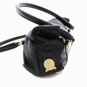 A.D.M.J. ハンドバッグ レザー フラップ 黒 ブラック ゴールド