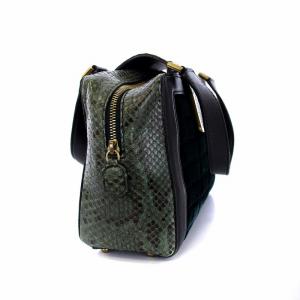 JIMMY CHOO パイソン ベロア ハンドバッグ ボストンバッグ レザー 切替 緑 グリーン
