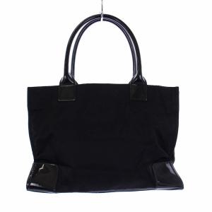 TORY BURCH トートバッグ ハンドバッグ ロゴ ナイロン エナメル 黒 ブラック