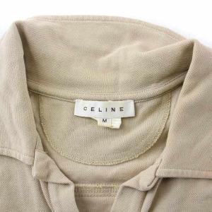 CELINE ポロシャツ 半袖 馬車刺繍 ポケット M ベージュ
