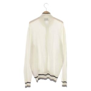 ARMANI JEANS ニットジャケット ハイネック ロゴ ライン S 白 ホワイト