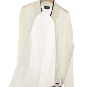 ARMANI JEANS ニットジャケット ハイネック ロゴ ライン S 白 ホワイト