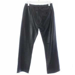 Jean Paul GAULTIER FEMME パンツ ストレート ジップフライ ラムレザー 40 L 黒 ブラック