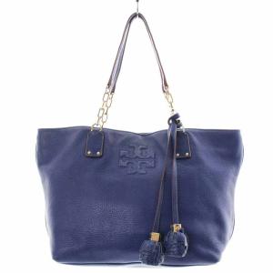 トートバッグ レザー チェーン 青 ブルー