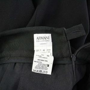 ARMANI COLLEZIONI フレアスカート ひざ丈 バックジップ ウール 48 XL 黒 ブラック