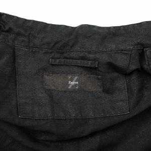 Zegna シャツジャケット バンドカラー 麻 リネン混 54 XL 黒 ブラック