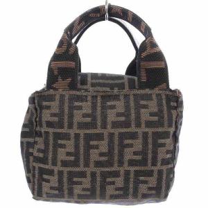 FENDI ハンドバッグ ポーチ 小物入れ ミニ ズッカ柄 キャンバス 茶 ブラウン 黒 ブラック 2241-26541099