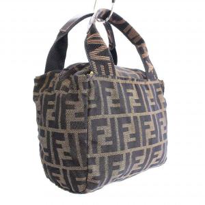 FENDI ハンドバッグ ポーチ 小物入れ ミニ ズッカ柄 キャンバス 茶 ブラウン 黒 ブラック 2241-26541099