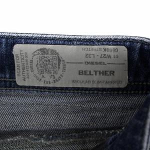 DIESEL BELTHER 0860K レギュラースリムテーパード デニムパンツ ジーンズ ボタンフライ USED加工 W27L32 M